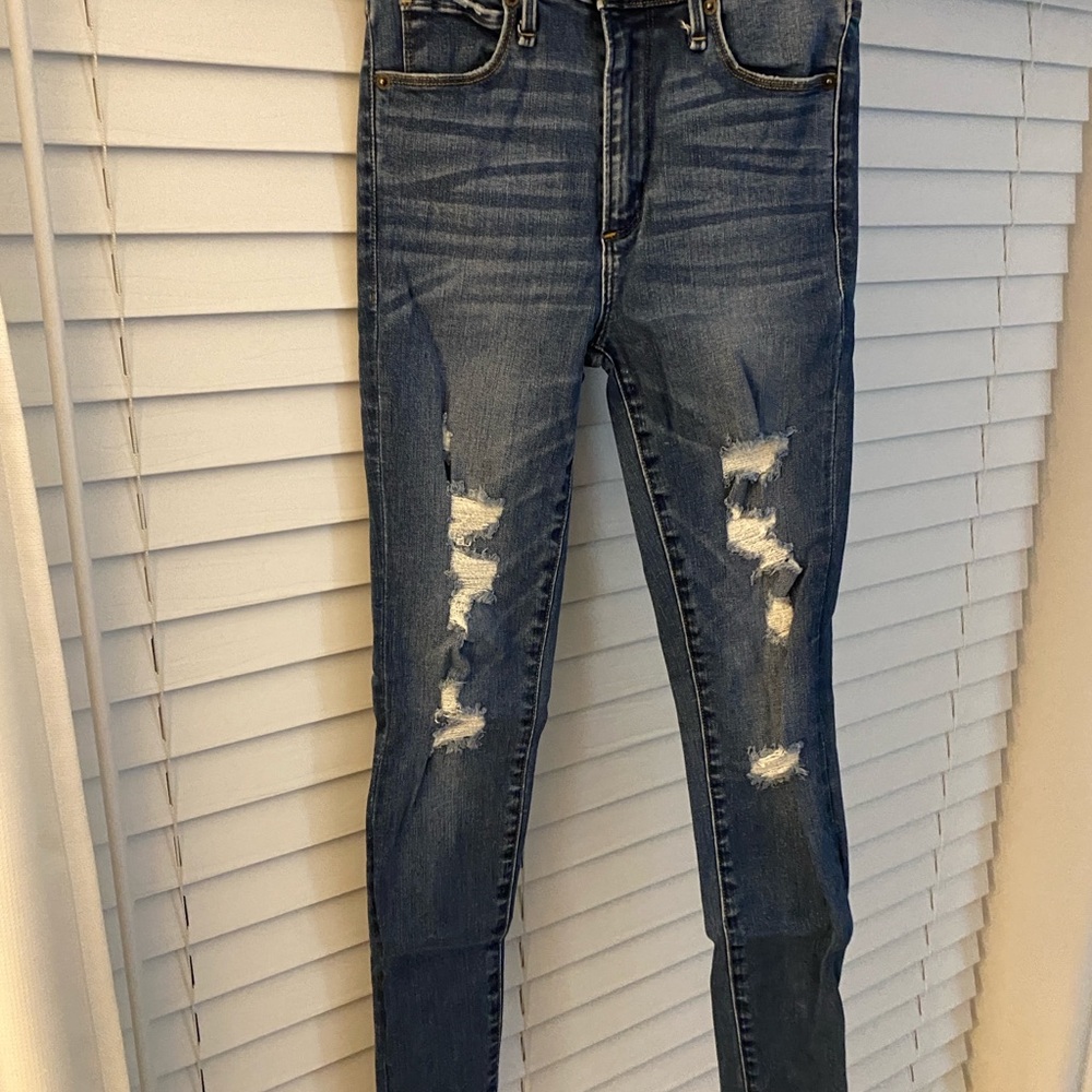 Abercrombie & Fitch Dark Blue Distressed Skinny Jeans